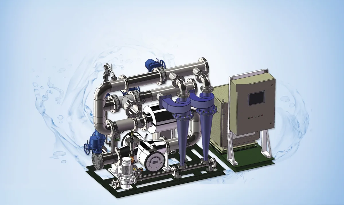Complete BWMS skid with cyclonic separators, UV reactor and control cabinet